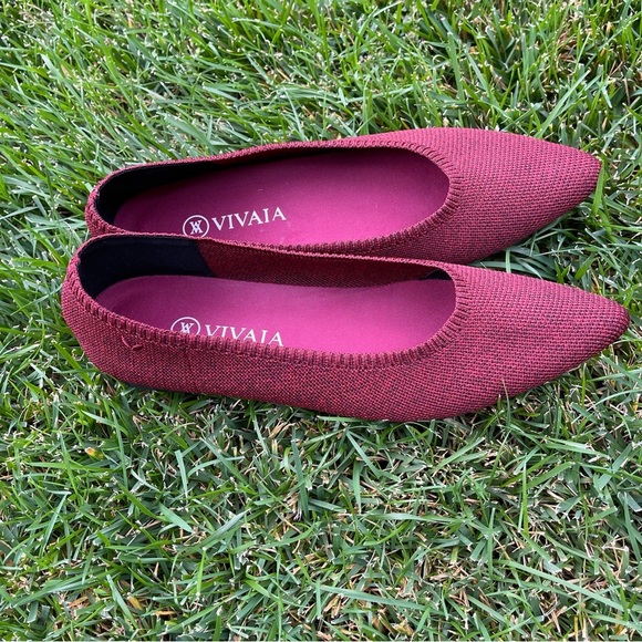 VIVAIA Pointed Toe Ballet Flats Red Washable Sustainable Size 41 US10 - Picture 10 of 11
